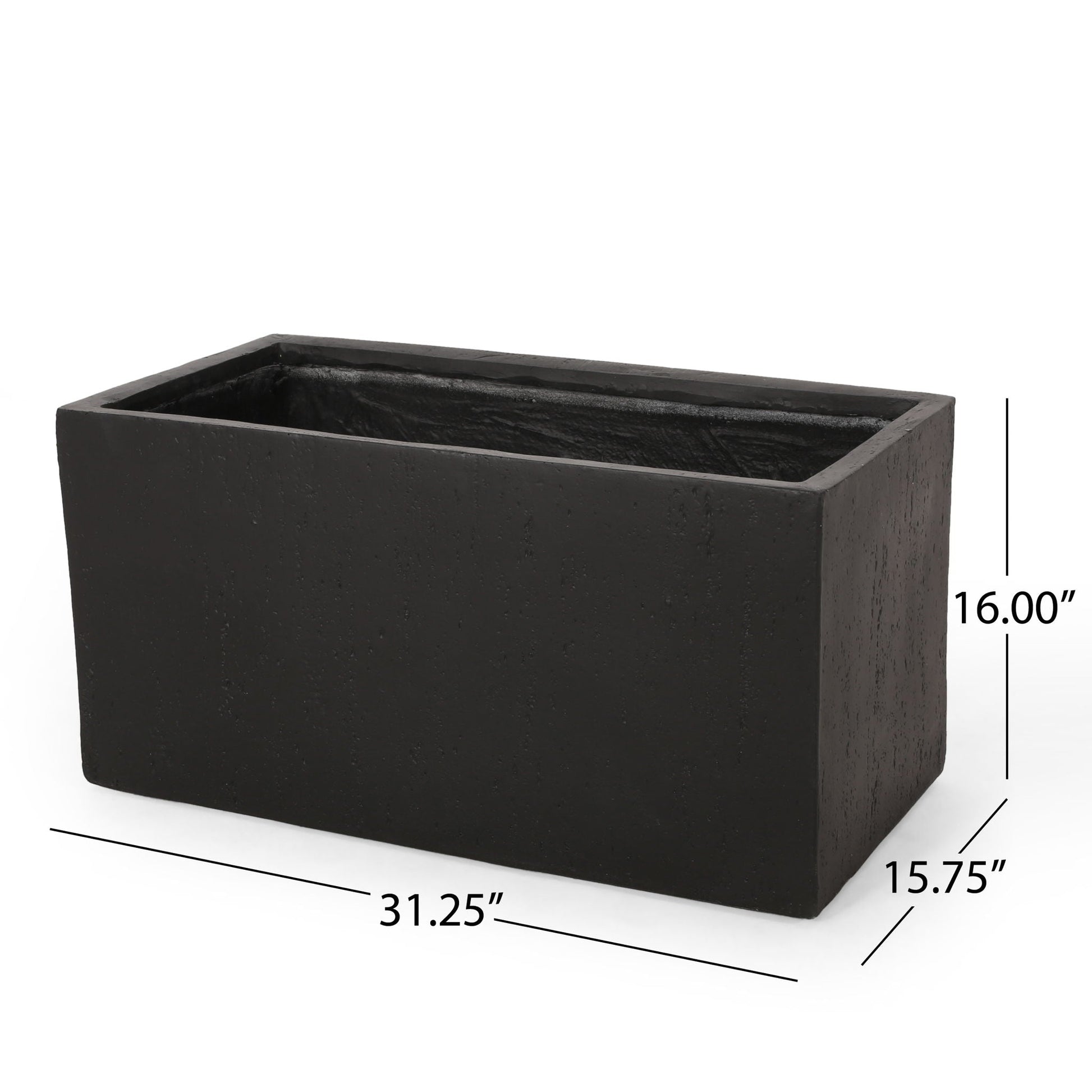 HouseOfZazla Modern Outdoor Planter black rectangular 31.25in L x 15.75in W x 16.00in H on Tampa Home & Garden Store
