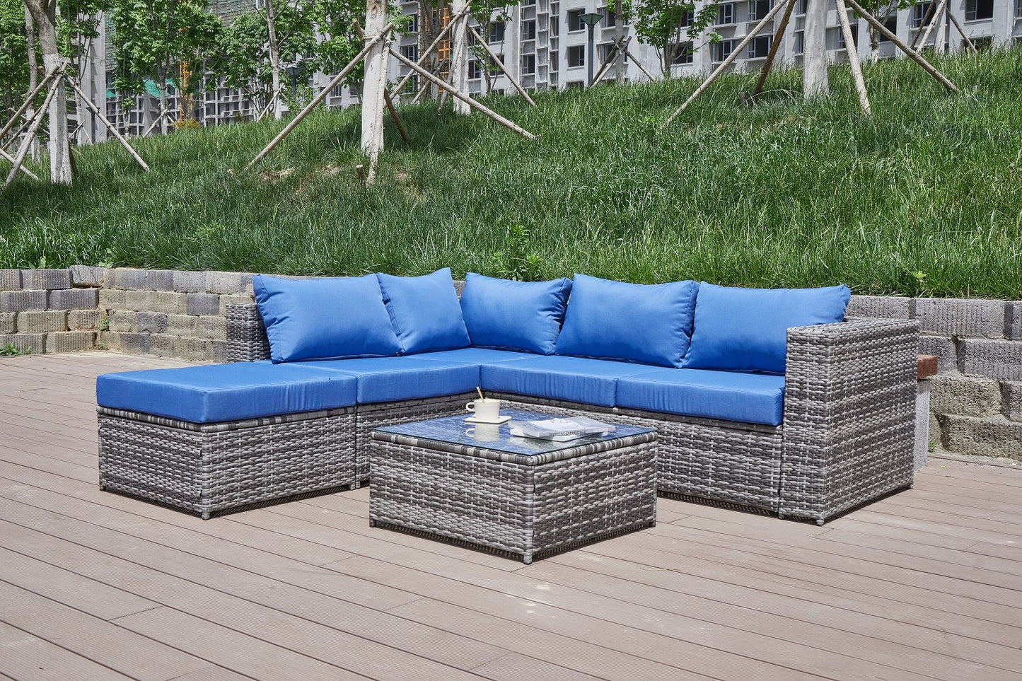 Stylish Outdoor Patio Sofa and Thick Cushion Set