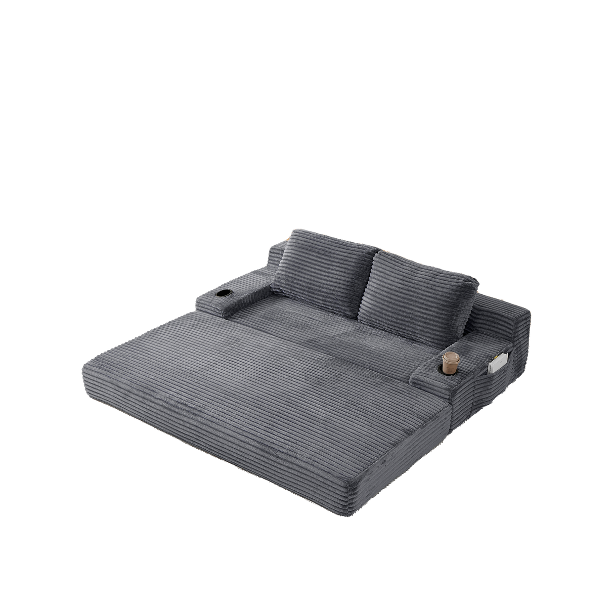 Soft Corduroy Convertible Sofa and Bed Set