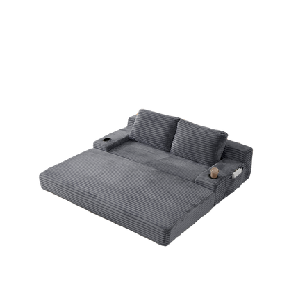 Soft Corduroy Convertible Sofa and Bed Set