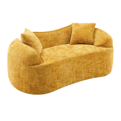 Curved 2 Person Sofa with Armrests and Pillows