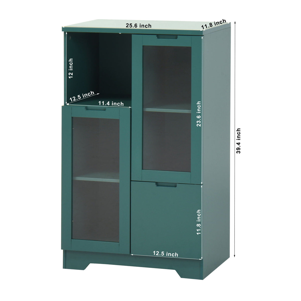 Modern teal accent cabinet with glass doors and drawer, adjustable shelves on Tampa Home & Garden Store