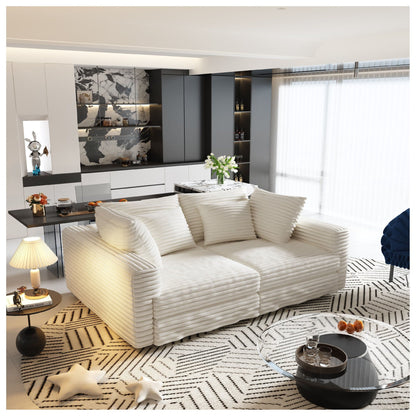 Deep Seat Sofa Bed With Ottoman and Soft Pillows