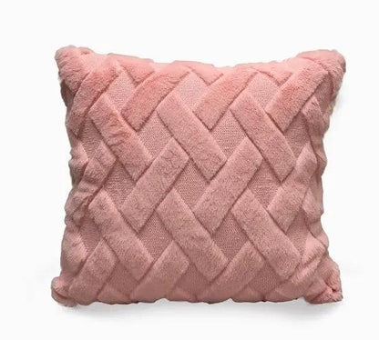 Plush Solid Color Sofa Pillowcase for Living Room