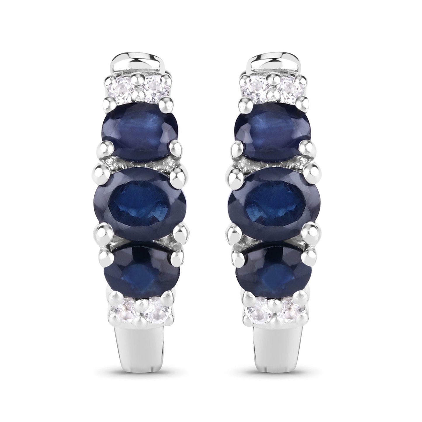 Earrings, Bids.com .925 sterling silver with blue sapphire trio, white topaz accents, pair on Tampa Home & Garden Store