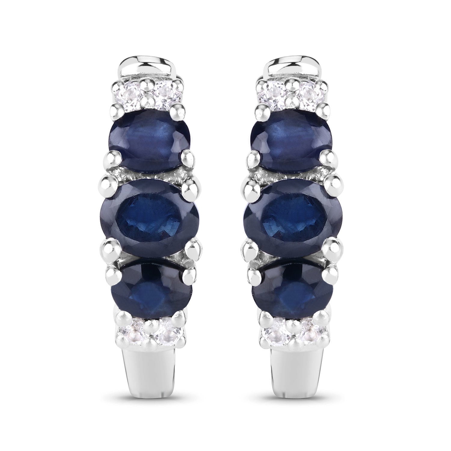 Earrings, Bids.com .925 sterling silver with blue sapphire trio, white topaz accents, pair on Tampa Home & Garden Store