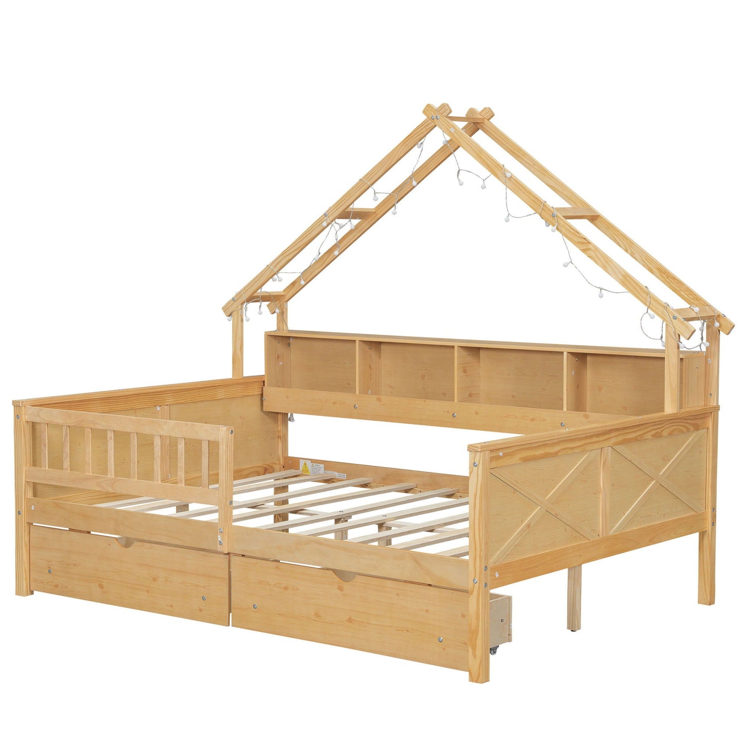 House Style Platform Bed with LED lights and storage drawers on Tampa Home & Garden Store