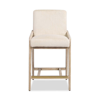 Solid ash counter height stool with rope detail in creme de la creme white by HouseOfZazla on Tampa Home & Garden Store