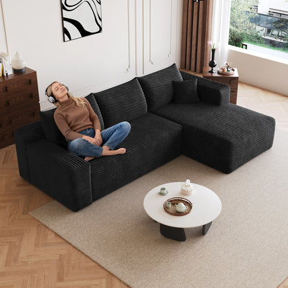 95-inch Cloud Sectional Sofa HouseOfZazla charcoal black upholstery modern minimalist couch on Tampa Home & Garden Store