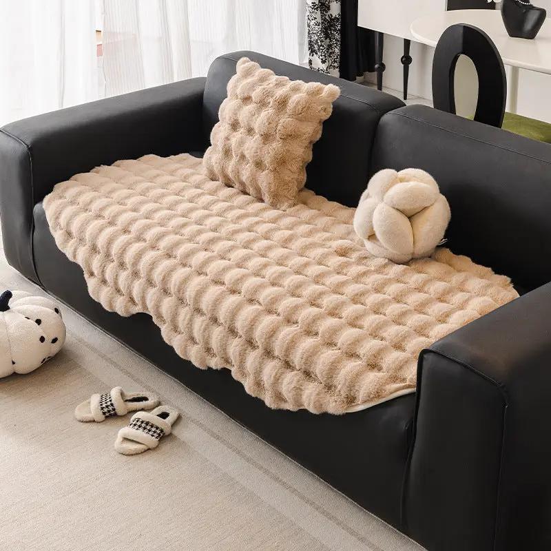 Autumn and Winter Thickening Irregular Sofa Cushion beige plush by FLIPSTYLEZLLC on Tampa Home & Garden Store