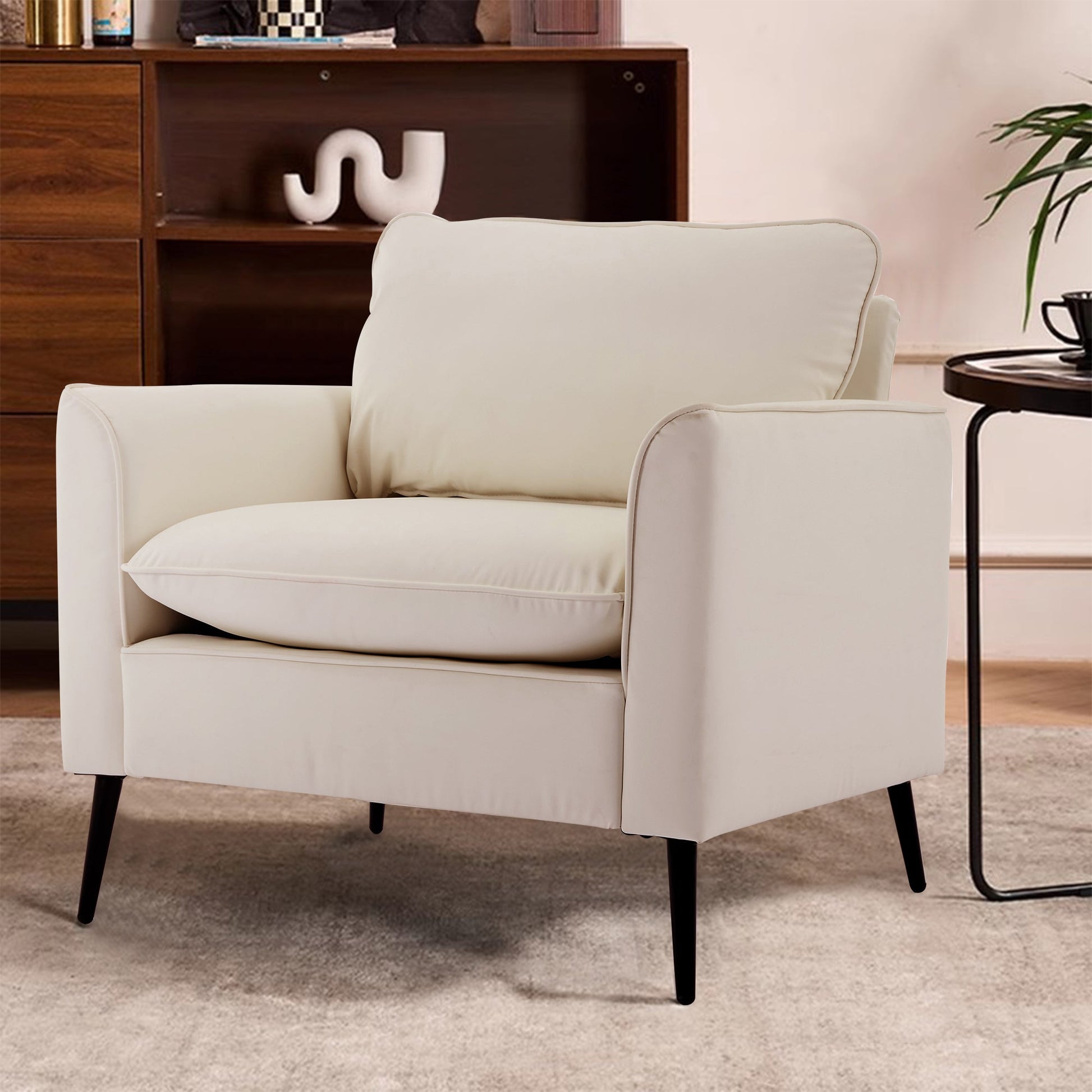 Sofa TS Cat Paw Leather Upholstered 2PC cream leather with black metal legs HouseOfZazla on Tampa Home & Garden Store