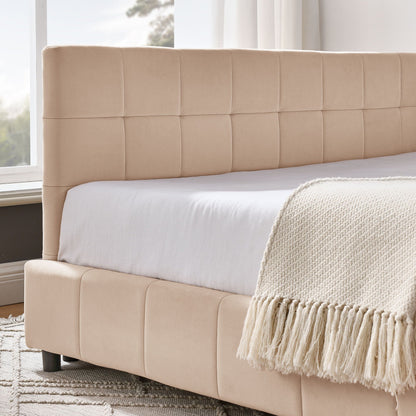 Mid Century Storage Upholstered Tufted Bed Frame
