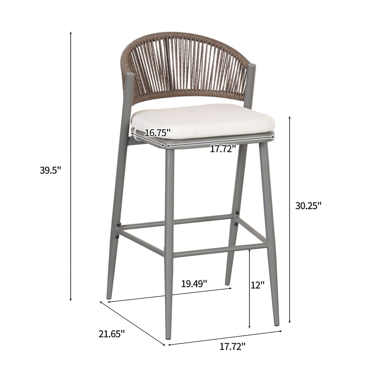 Outdoor Bar Stools With Scallop Cushion And Frame