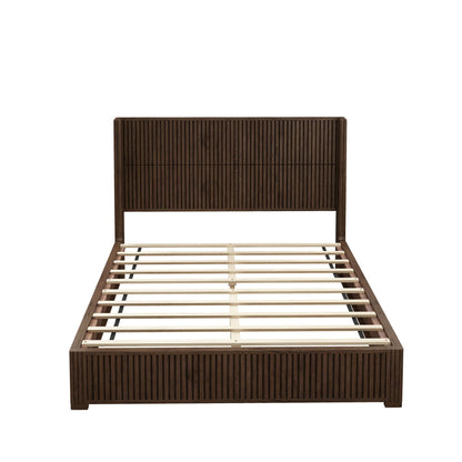 Modern Platform Bed Frame with Tall Headboard