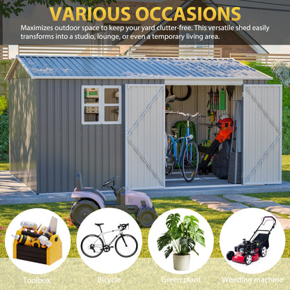 12x10 Ft Outdoor Metal Tool and Storage Shed