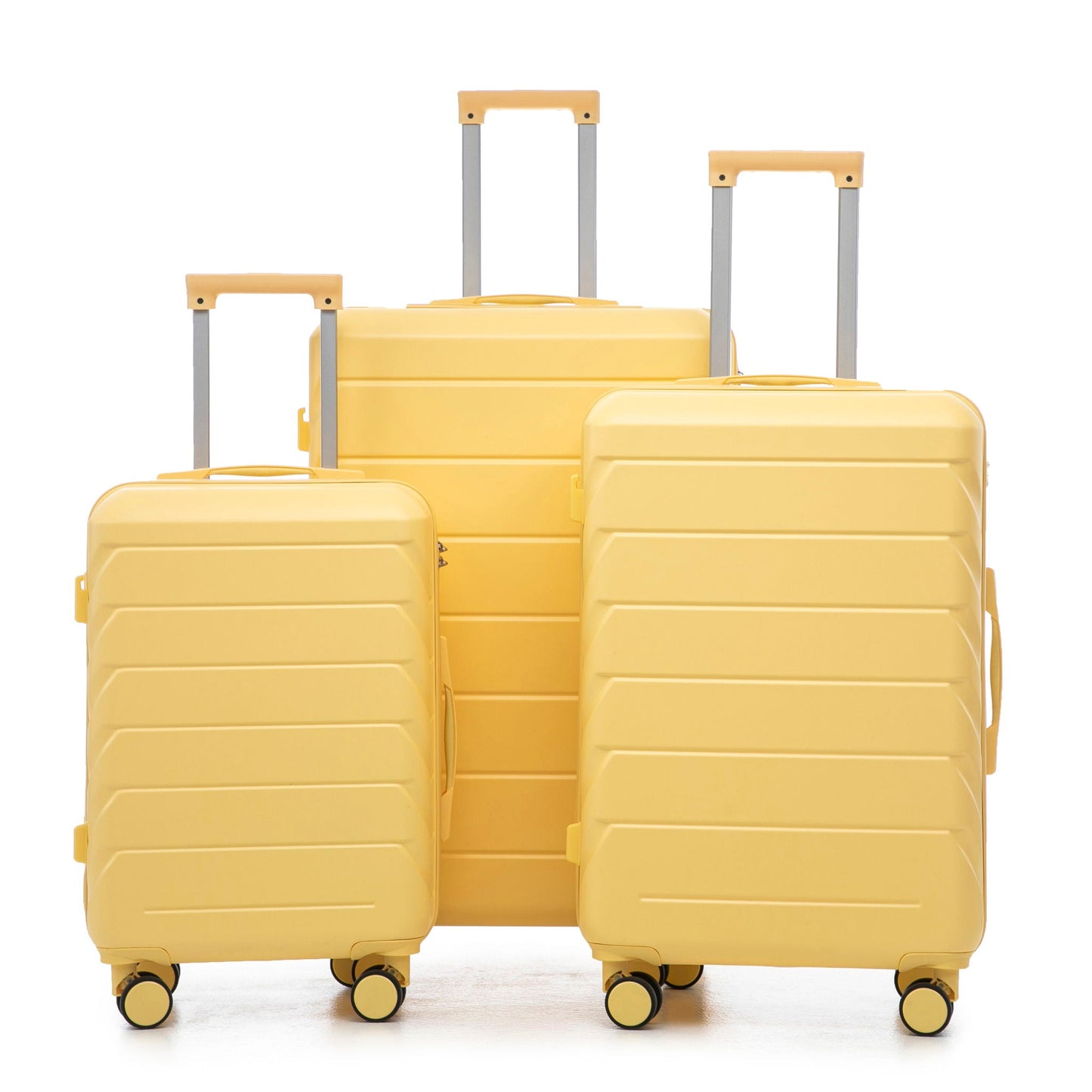3-piece yellow hard-shell spinner luggage set in 20/24/28in with handles and wheels on Tampa Home & Garden Store