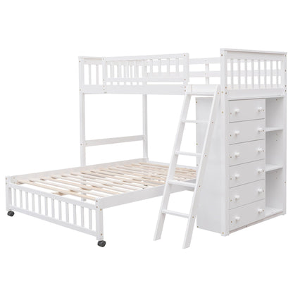 Bunk Bed With Six Drawers And Flexible Shelves