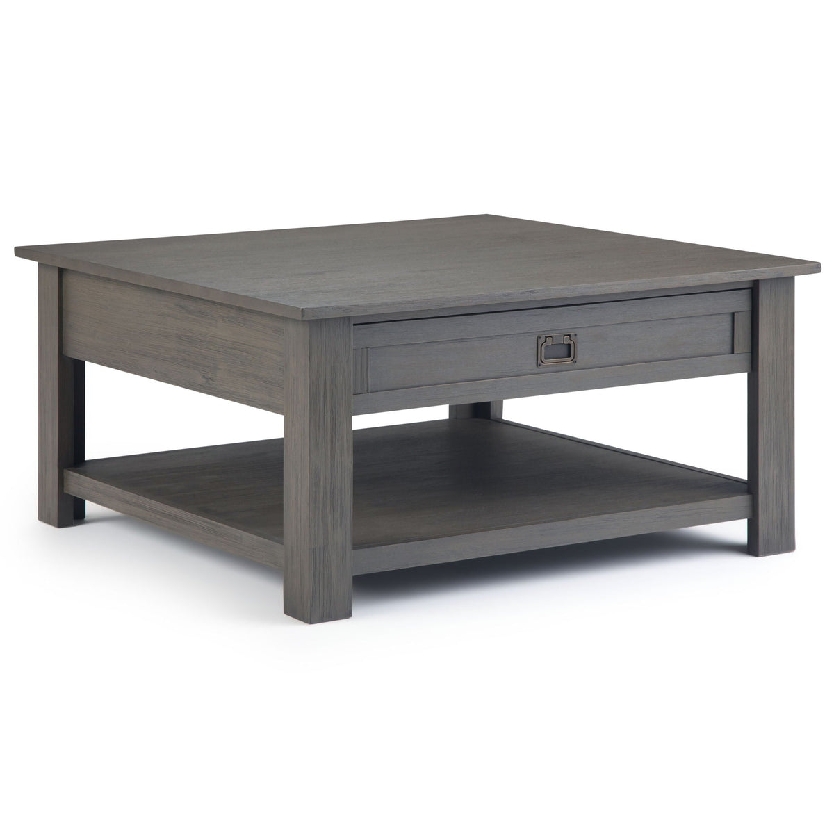 Monroe Solid Acacia Side Table for Living with gray finish, drawer and lower shelf on Tampa Home & Garden Store