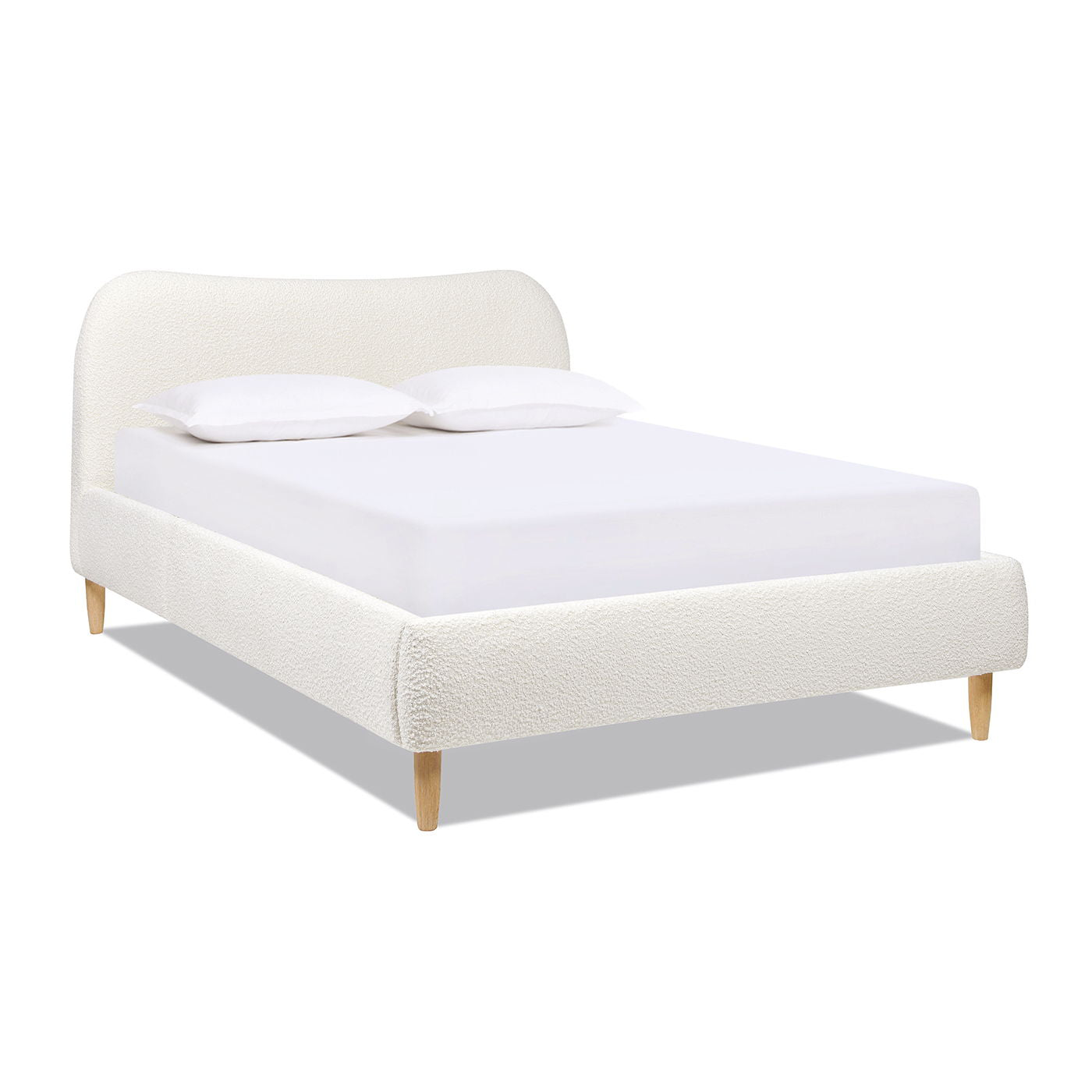 Curved Headboard and Upholstered Platform Bed