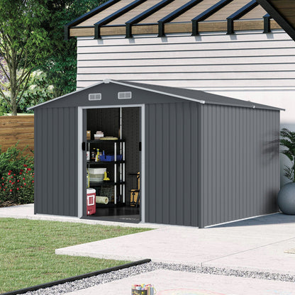 Large Metal Storage Shed and Heavy Sliding Doors