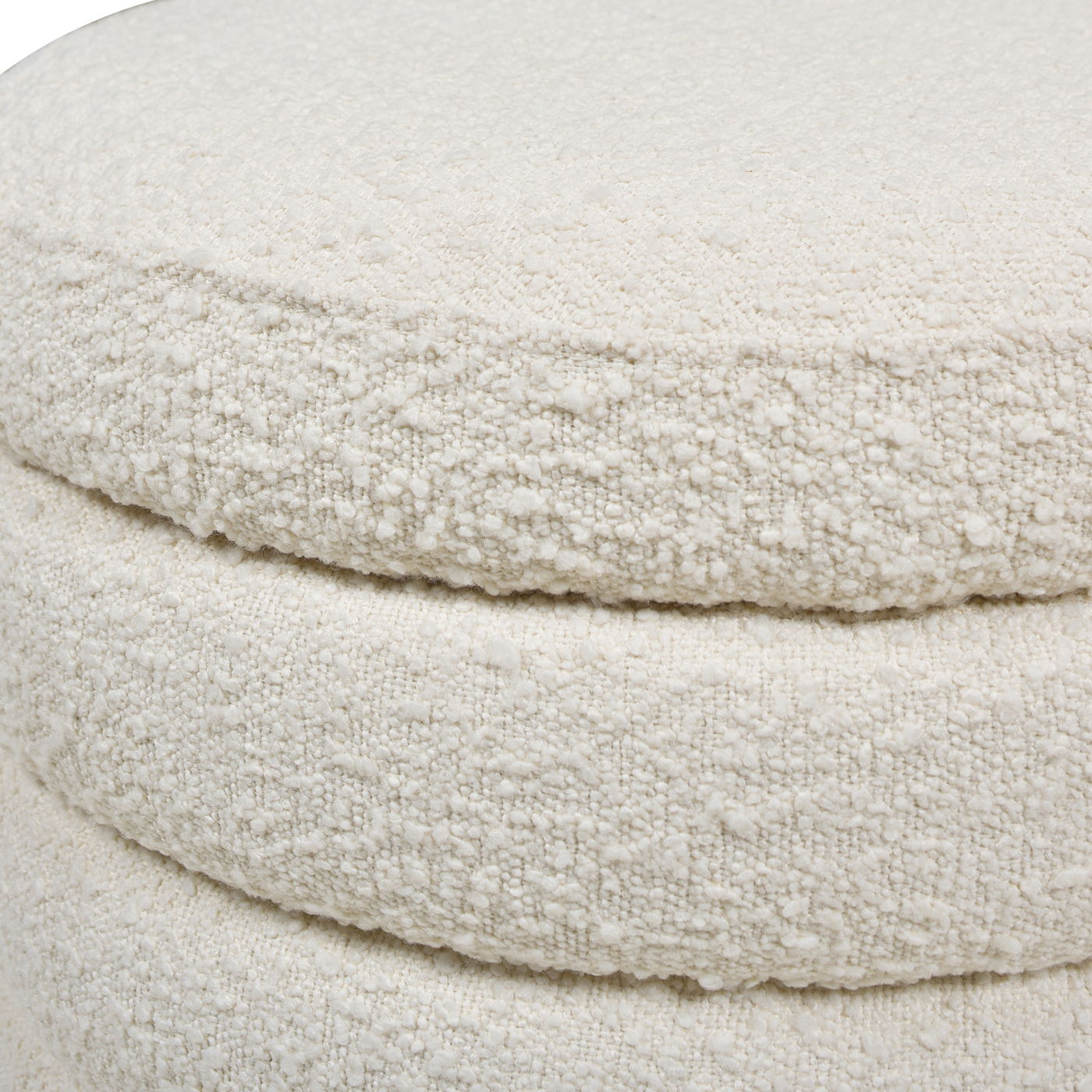 Fuji oversized round storage ottoman cream boucle fabric by HouseOfZazla on Tampa Home & Garden Store