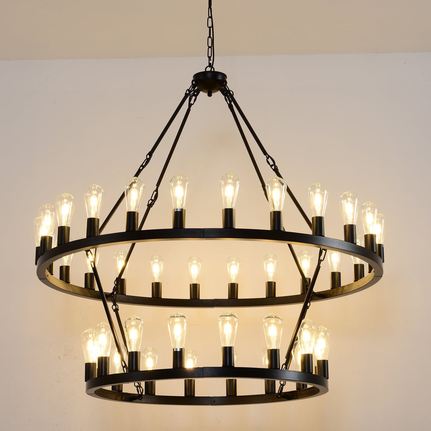 HouseOfZazla matte black wagon wheel chandelier with 36 lights, 47.24 inch on Tampa Home & Garden Store