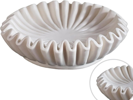 Groove lotus leaf edge decorative bowl - living room style coffee table bookshelf desktop style home retro decoration - Tampa Home & Garden Store