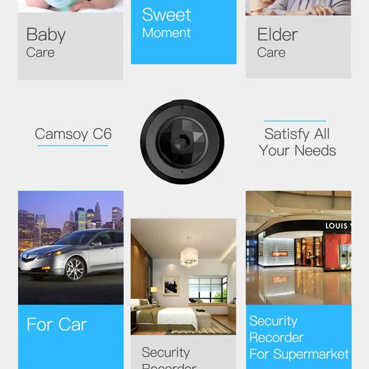 Mini IP Camera WiFi HD 1080P Night Vision Monitor, black round dome security camera on Tampa Home & Garden Store
