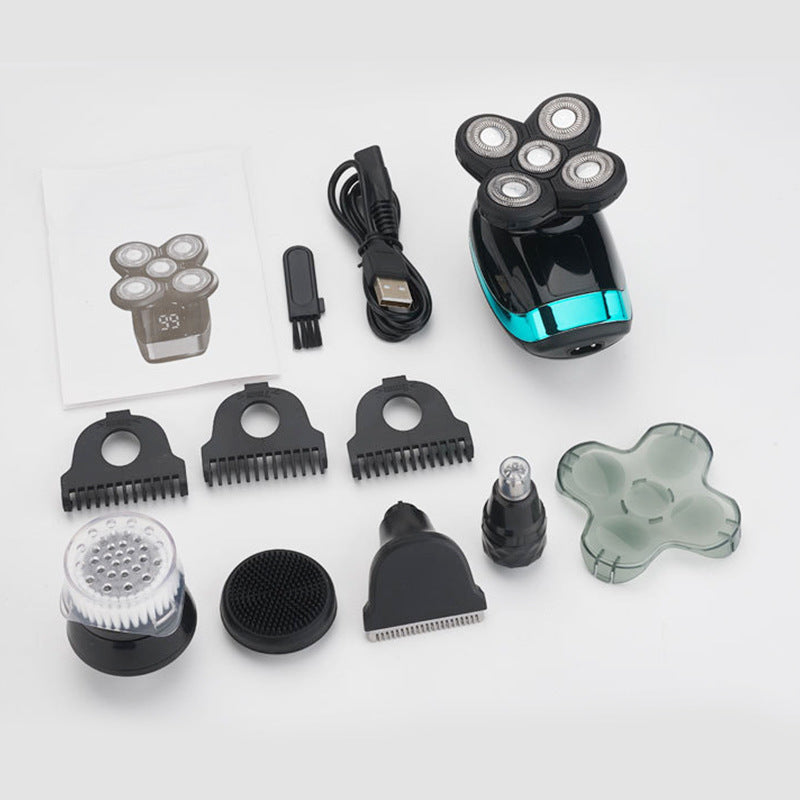 Electric Shaver Shaving Head Machine Five-Blade Self-Service Bald Head Rechargeable Waterproof Washing Razor - Tampa Home & Garden Store