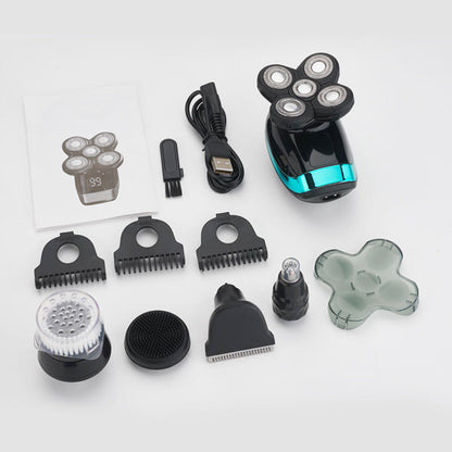 Electric Shaver Shaving Head Machine Five-Blade Self-Service Bald Head Rechargeable Waterproof Washing Razor - Tampa Home & Garden Store
