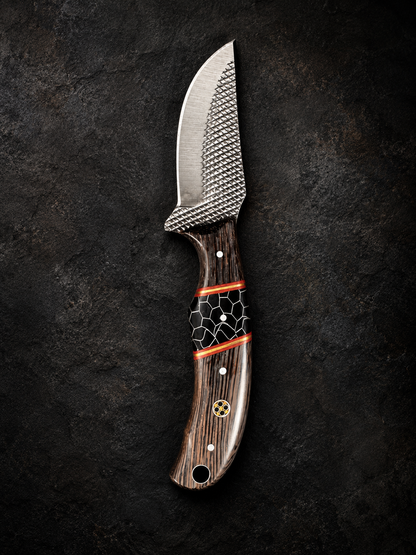 Titan Honeycomb Timber Skinner fixed blade knife with high carbon steel blade and honeycomb wood inlay on Tampa Home & Garden Store