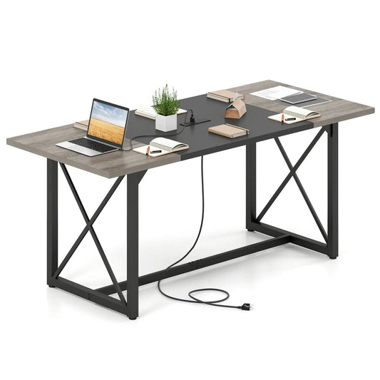 6ft Conference Table with Power Outlets Seats 6-8