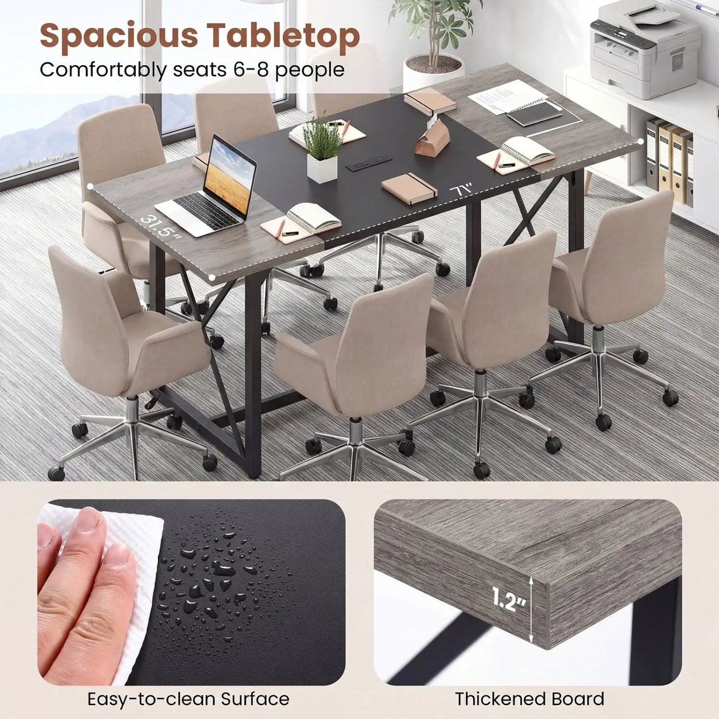 6ft Conference Table with Power Outlets Seats 6-8