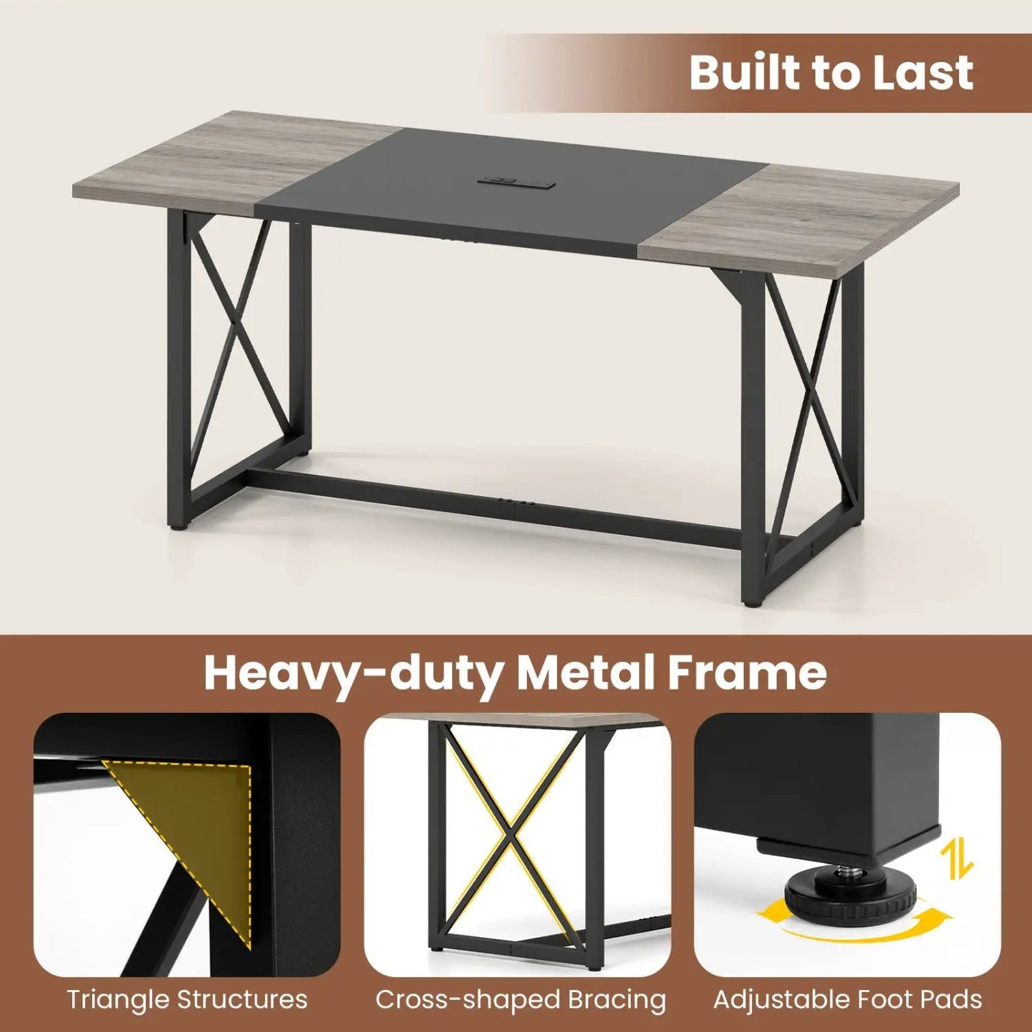 6ft Conference Table with Power Outlets Seats 6-8