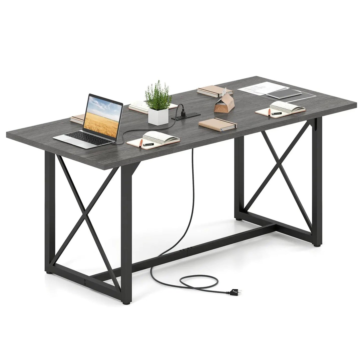 6ft Conference Table with Power Outlets Seats 6-8