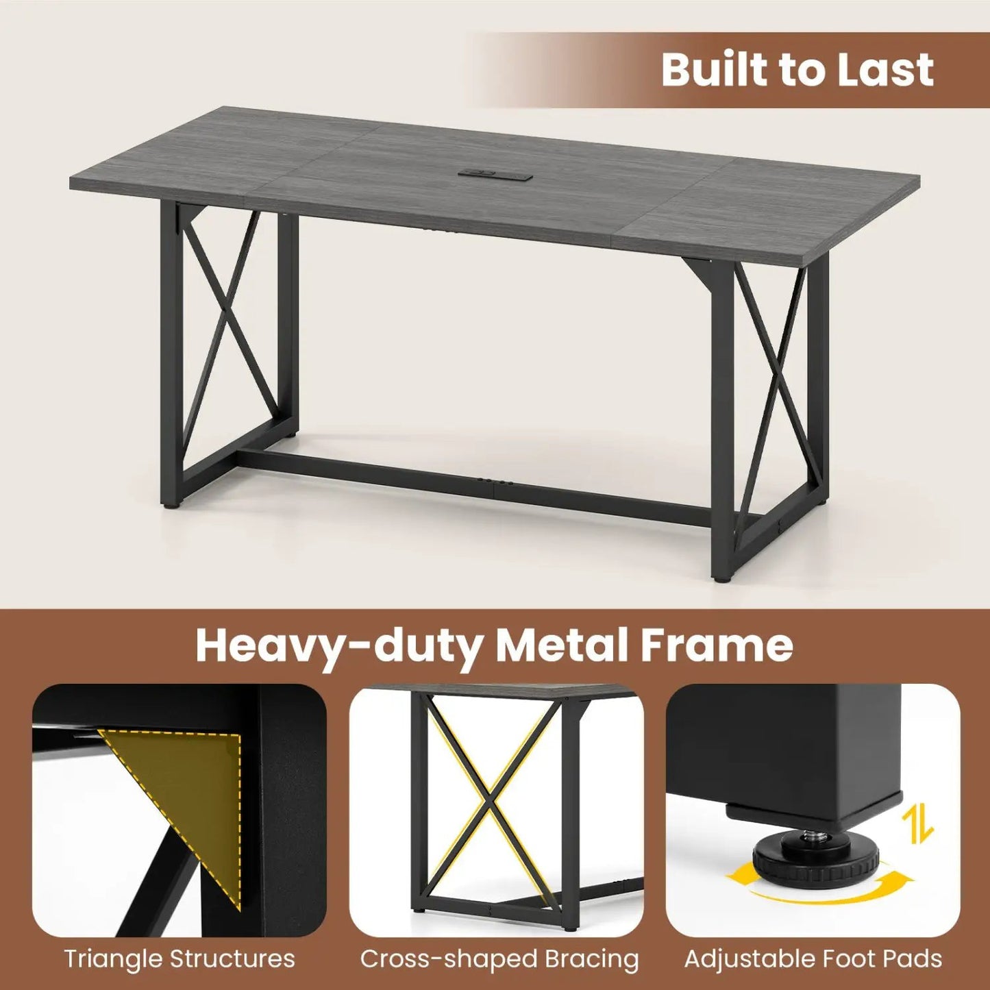 6ft Conference Table with Power Outlets Seats 6-8