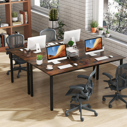 Mesa de centro de conferencias de 6 pies Mesa grande de reuniones rectangular con capacidad para 8-10 personas - Marrón rústico