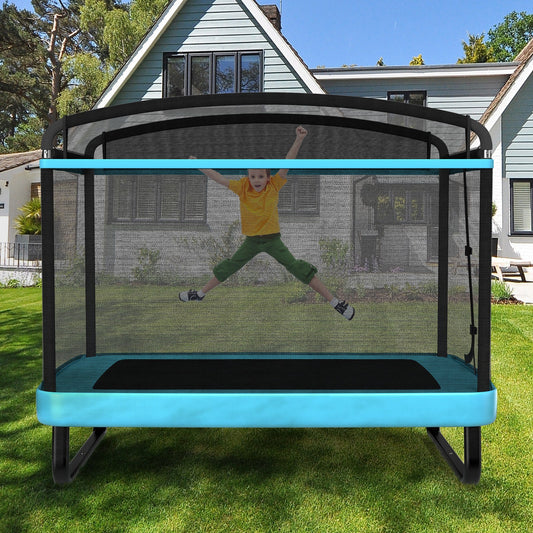 6 Feet Kids Entertaining Trampoline with Swing Safety Fence-Blue - Tampa Home & Garden Store