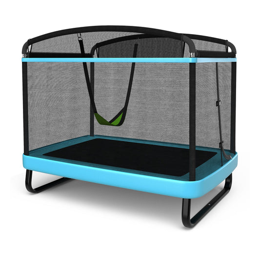 6 Feet Kids Entertaining Trampoline with Swing Safety Fence-Blue - Tampa Home & Garden Store