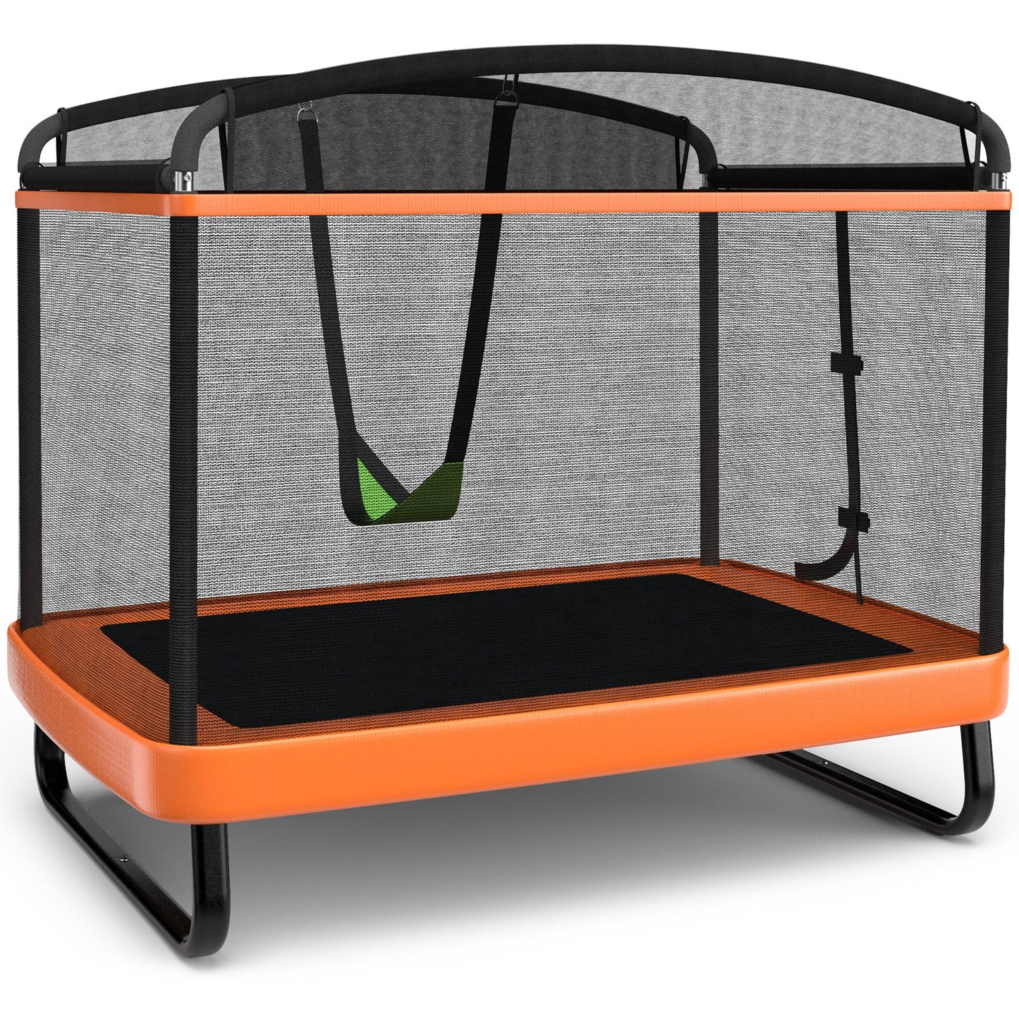6 Feet Kids Entertaining Trampoline with Swing Safety Fence-Blue