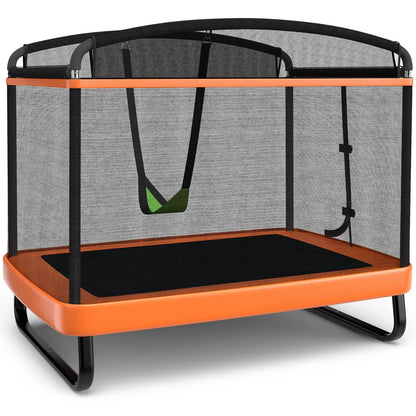 6 Feet Kids Entertaining Trampoline with Swing Safety Fence-Blue