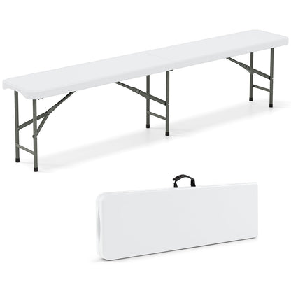 Banco plegable de plástico de 6 pies, asiento portátil con asa y cierre, color gris
