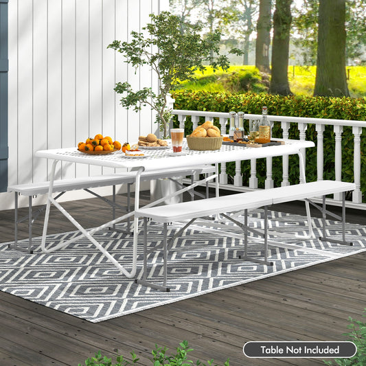 6 ft white plastic folding bench with carrying handle GemGear camping dining outdoor on Tampa Home & Garden Store