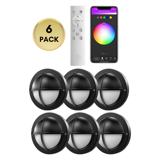 DLRA04 6 Pack 2.5W RGBCW Color Changing 2200K-6500K Round Waterproof LED Stairs, Fence, Deck Light Fixture - Tampa soil911.com