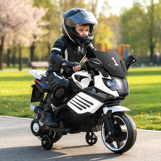 6V Kids Motorcycle with Headlights Music and Detachable Training Wheels - Tampa Home & Garden Store