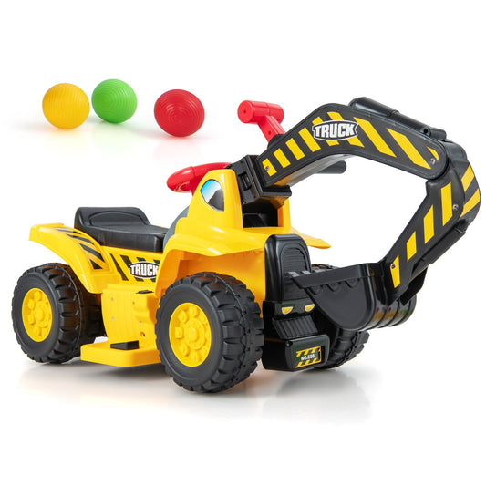 6V Kids Ride On Excavator Fun Digger with Folding Basketball Hoop - Tampa Home & Garden Store