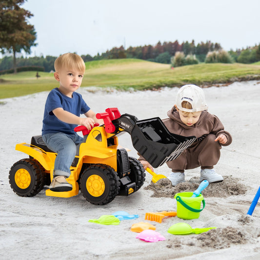 6V Kids Ride On Bulldozer with Folding Basketball Hoop and Balls - Tampa Home & Garden Store
