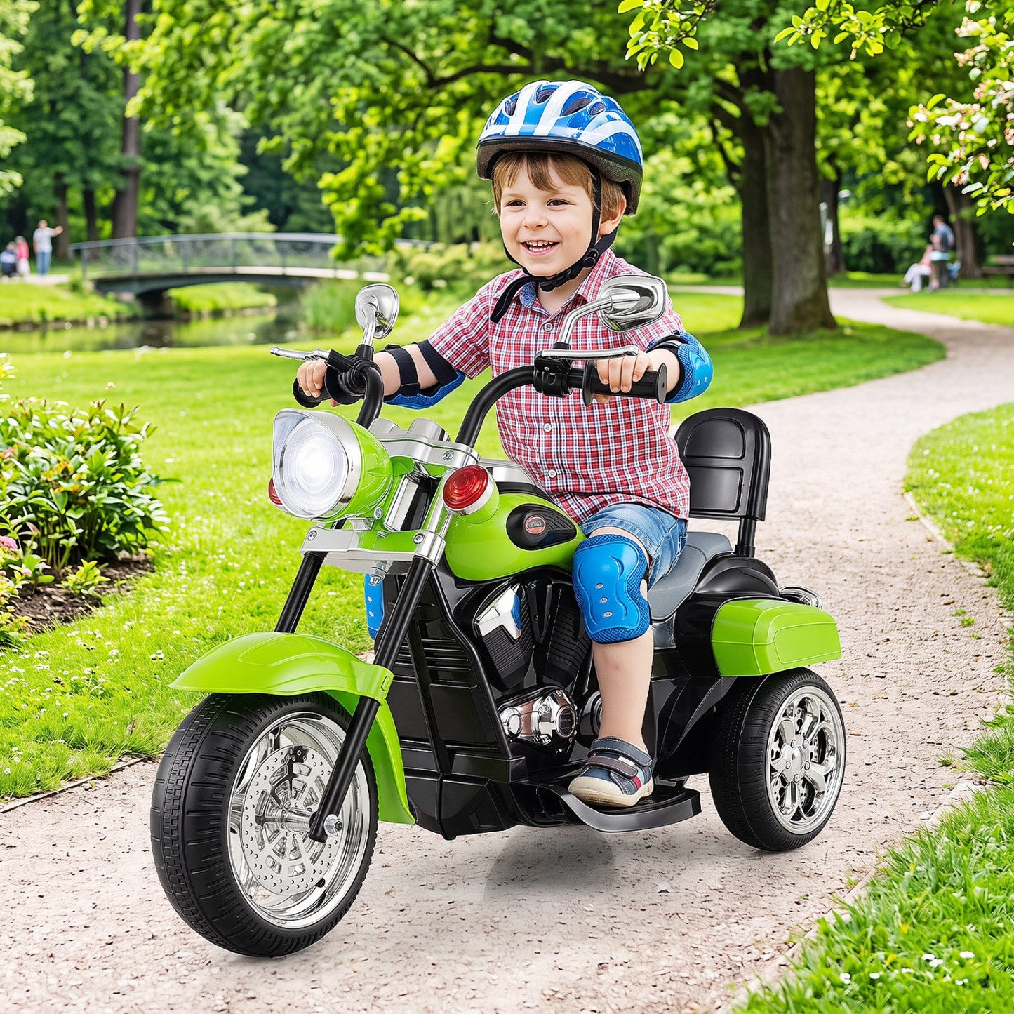 3-Wheel Electric Motorcycle Ride-On Toy for Toddlers DirectDeals bright green and black on Tampa Home & Garden Store