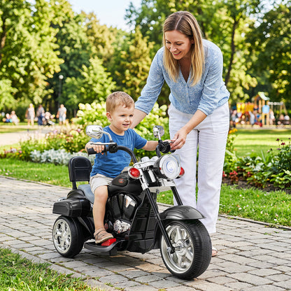 3-Wheel electric motorcycle ride-on toy DirectDeals black with chrome handlebars toddler rider on Tampa Home & Garden Store
