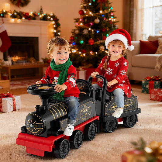 6V Ride on Train 2-Seater with Carriage and Flashing LED Lights - Tampa Home & Garden Store